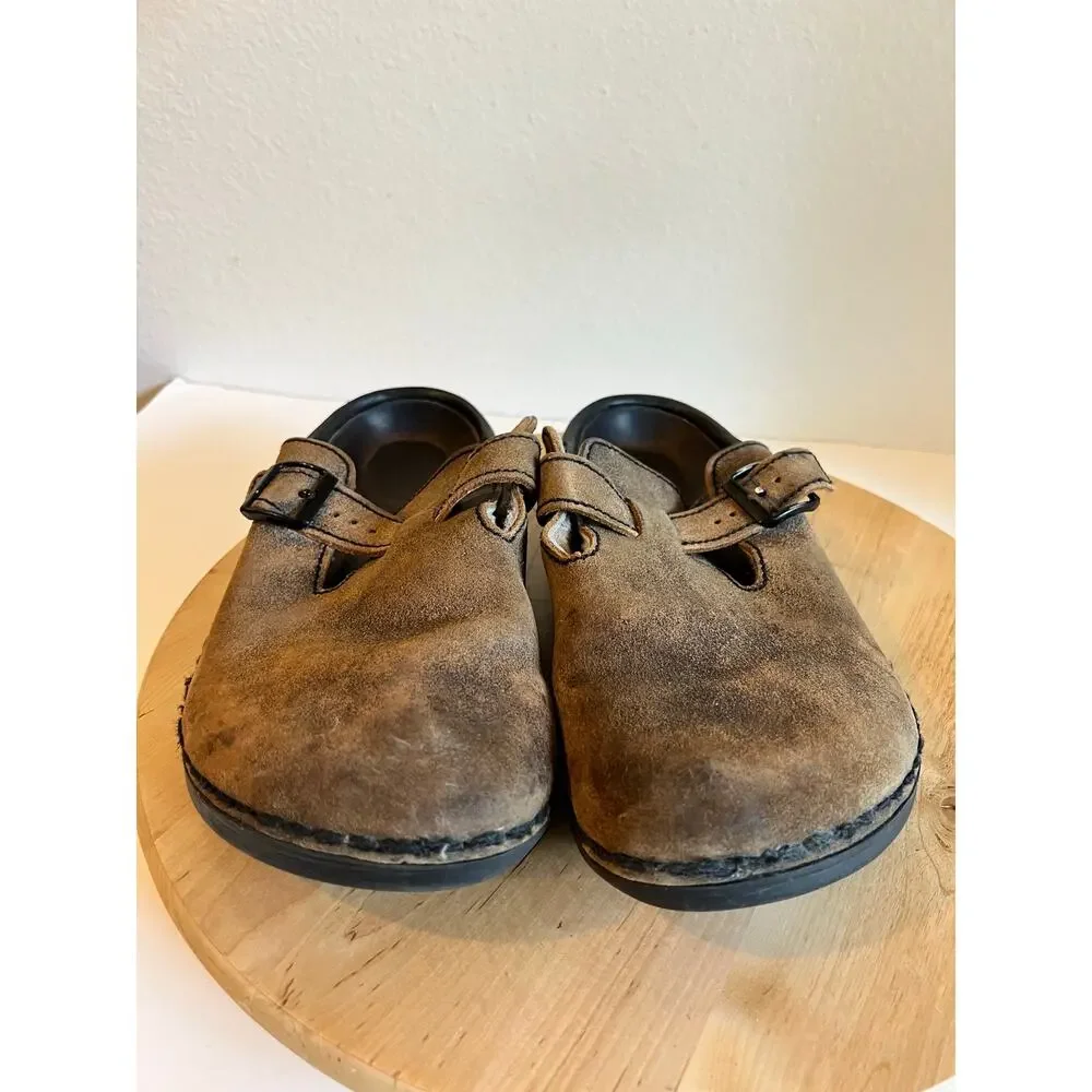 Brown Men's Size 10 Birkenstock Germany Made Genuine Leather Mule Shoe